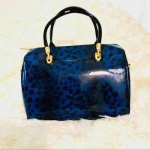 Blue Leopard Print Satchel